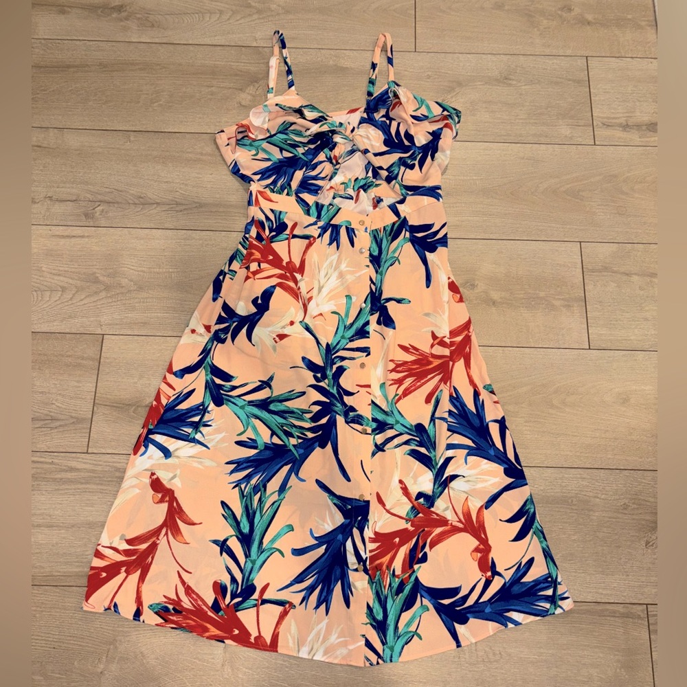 Bold Elements Button Up Floral Midi Dress